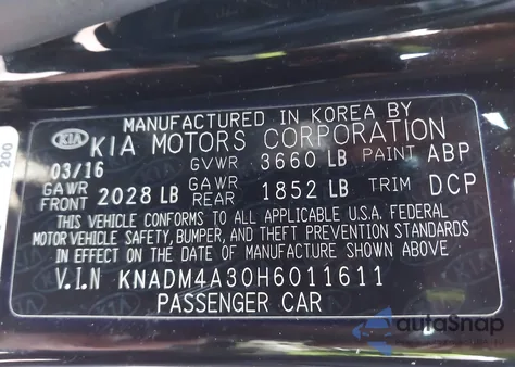 2017 Kia Rio Lx z USA, uszkodzony, nr VIN KNADM4A30H6011611